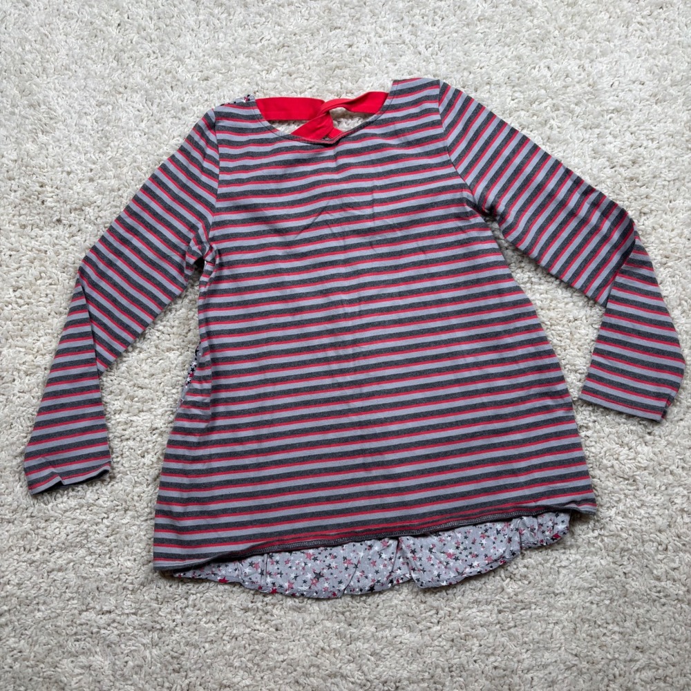 Matilda Jane 435 Girls Size 8 Striped Star Print Long‎ Sleeve Tunic Top Bow Back